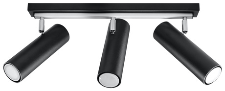 Plafond DIREZIONE 3 negro + 3x Bombilla LED GU-10 4000K Fría 7W 630lm