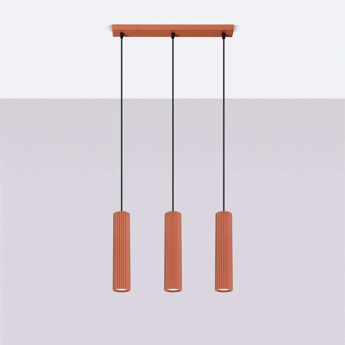 Lámpara colgante KARBON 3L rojo ocre