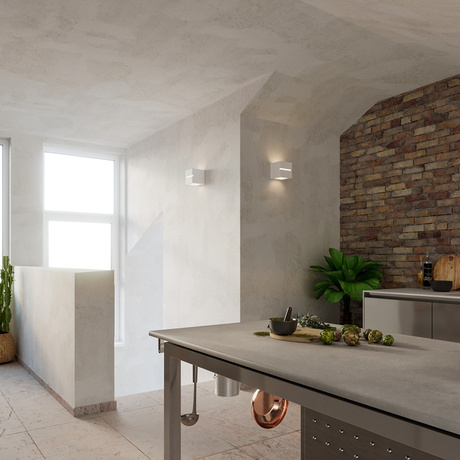 Aplique de cerámica LEO LINE blanco + 1x bombilla LED E27 4000K Fría 7,5W 650lm