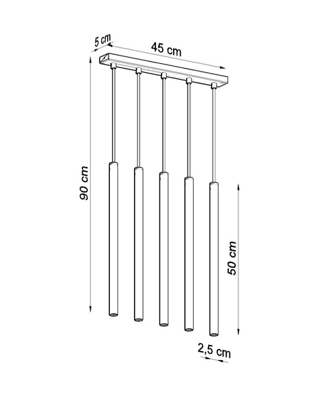 PASTELO 5 lámpara colgante blanca + 5x bombilla LED G9 4000K Fría 4,5W 530lm