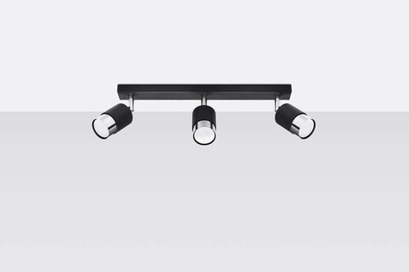 Plafond NERO 3 negro/cromo + 3 bombillas LED GU-10 3000K Cálido 7W 620lm