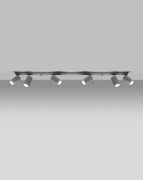 Plafond RING 6L gris + 6x Bombilla LED GU-10 4000K Fría 7W 630lm