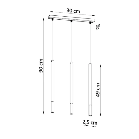 Lámpara colgante MOZAICA 3L negro/cobre