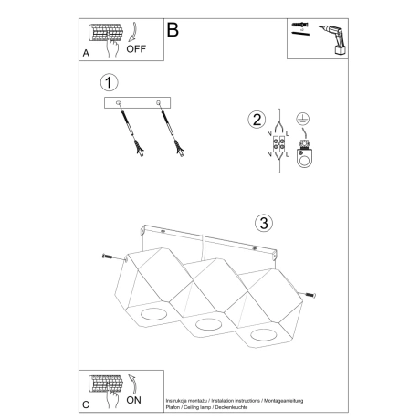 Lámpara de techo WOODY 3 madera natural