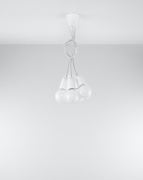 DIEGO 5 lámpara colgante blanco + 5x bombilla LED E27 3000K Cálido 7,5W 620lm