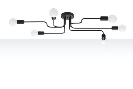 Lámpara de araña VECTOR 6 negra + 6x bombilla LED E27 4000K Fría 7,5W 650lm