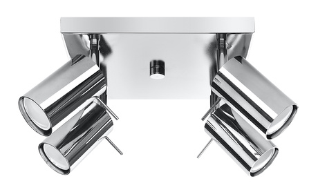 Plafond RING 4 cromado + 4x bombilla LED GU-10 3000K Cálido 7W 620lm