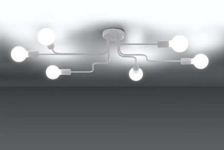 Lámpara de araña HECTOR 6 blanca + 6x bombilla LED E27 3000K Cálida 7,5W 620lm