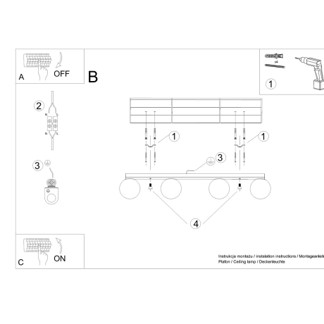Lámpara de techo YOLI 4 blanca