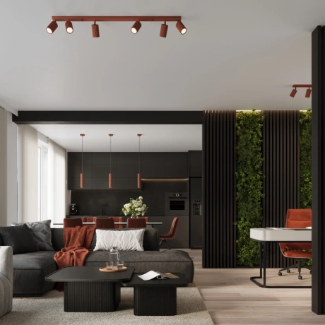 Lámpara colgante KARBON 1 rojo ocre