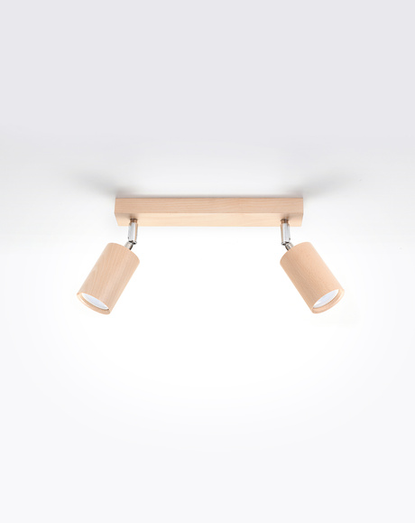 Plafond BERG 2 madera natural + 2x bombilla LED GU-10 4000K Fría 7W 630lm