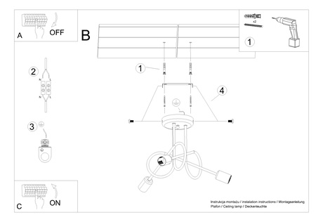 SUPEŁ 3 lámpara de araña negra = 3X E27 bombilla LED 3000K 7W 760lm