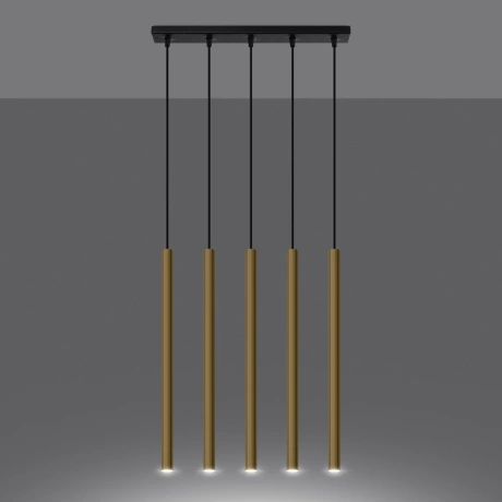 Lámpara colgante PASTELO 5L oro pulido