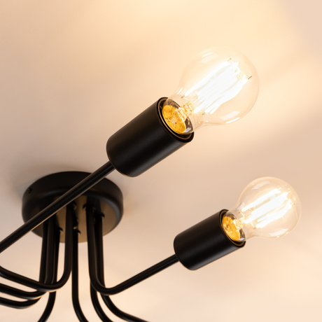 Lámpara de araña VECTOR 8 negra + 8X bombilla LED E27 3000K 7W 760lm