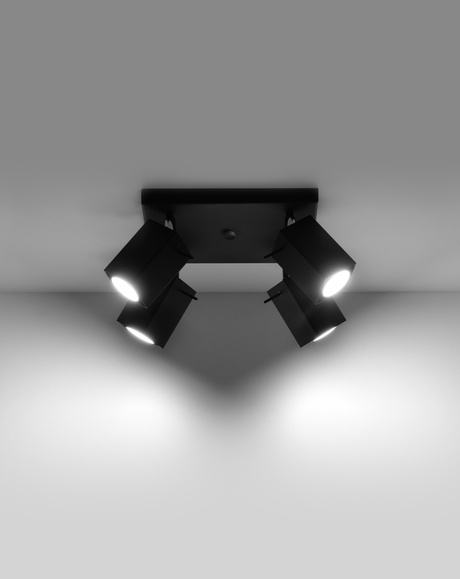Plafond MERIDA 4 negro + 4x bombilla LED GU-10 4000K Fría 7W 630lm