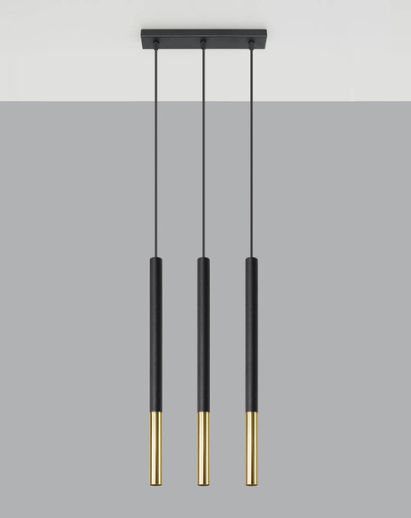 MOZAICA Lámpara colgante 3L negro/oro + 3 bombillas LED G9 4000K Fría 4,5W 530lm