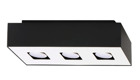 Plafond MONO 3 negro + 3x bombilla LED GU-10 3000K Cálido 7W 620lm
