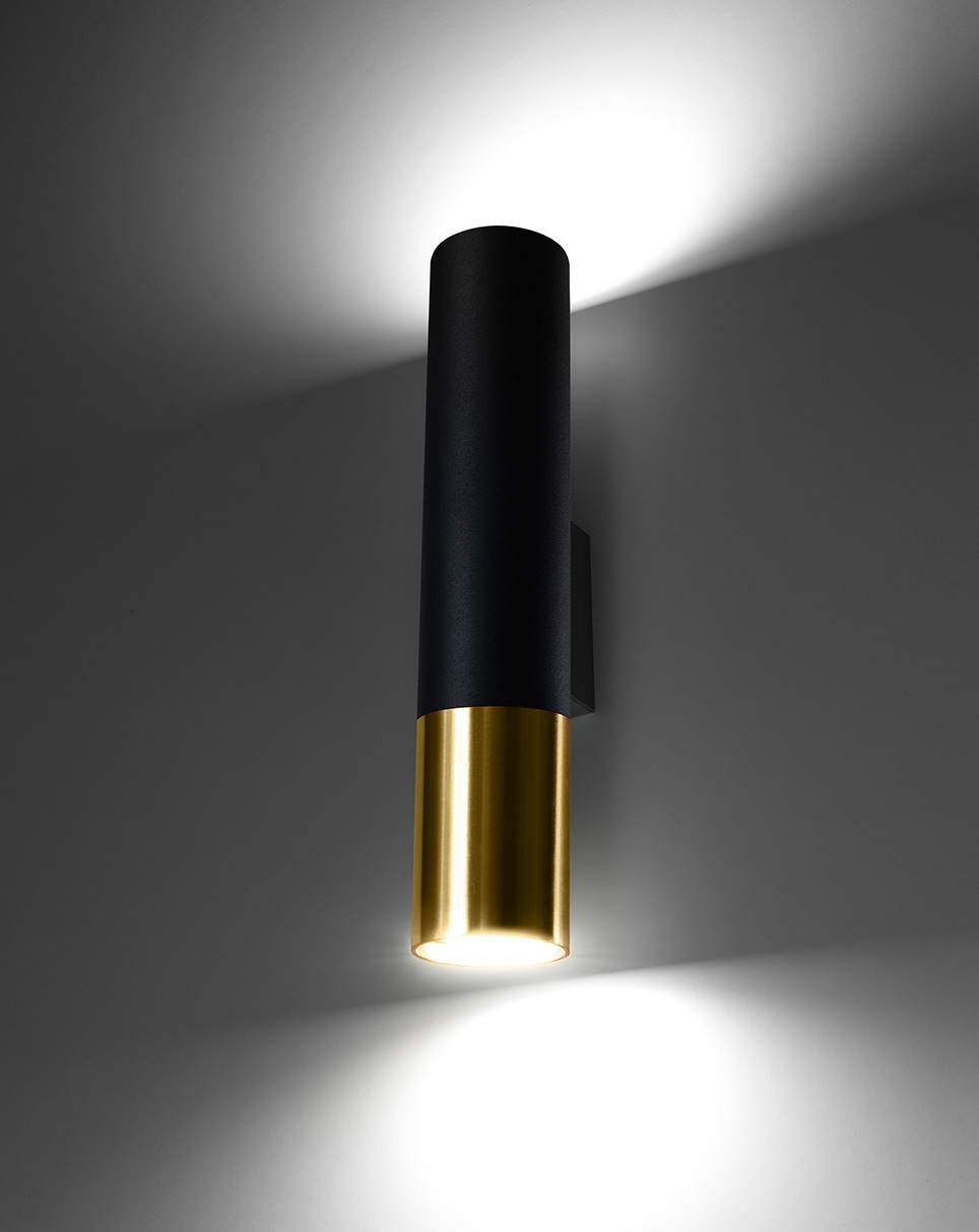 Aplique LOOPEZ negro/oro + 2x bombilla LED GU-10 3000K Cálida 7W 620lm