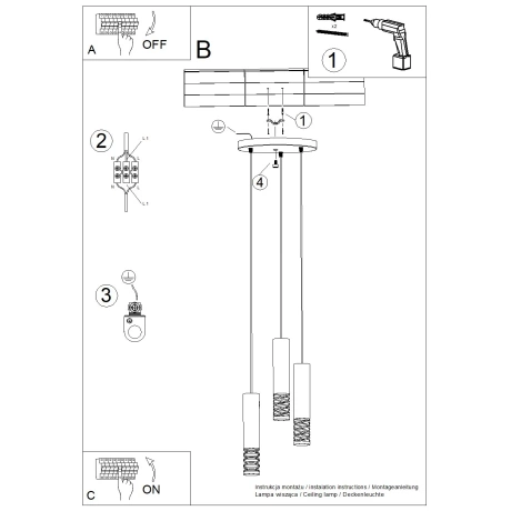Lámpara colgante LAMI 3P blanca