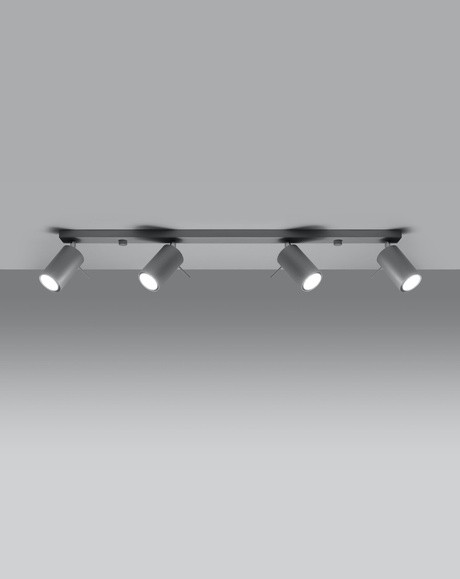 Plafond RING 4L Gris + 4x Bombilla LED GU-10 4000K Fría 7W 630lm