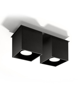 Plafond QUAD 2 negro + 2x bombilla LED GU-10 3000K Cálida 7W 620lm
