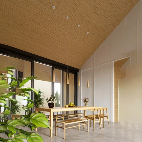 Lámpara colgante SULA 3P madera natural