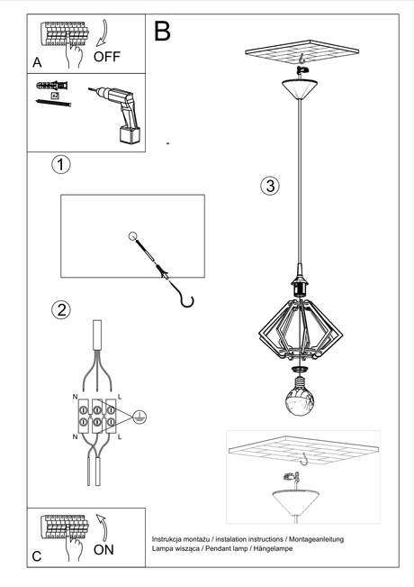 POMPELMO lámpara colgante madera natural + 1x bombilla LED E27 4000K Fría 7,5W 650lm