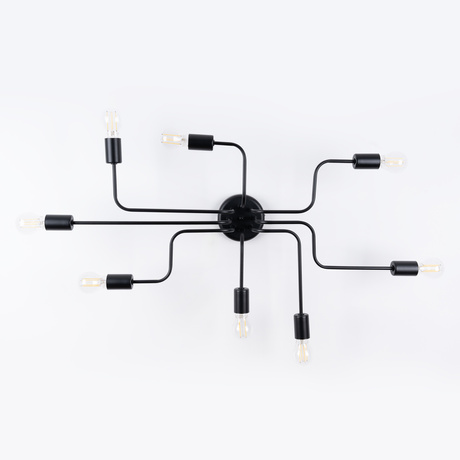 Lámpara de araña VECTOR 8 negra + 8X bombilla LED E27 3000K 7W 760lm