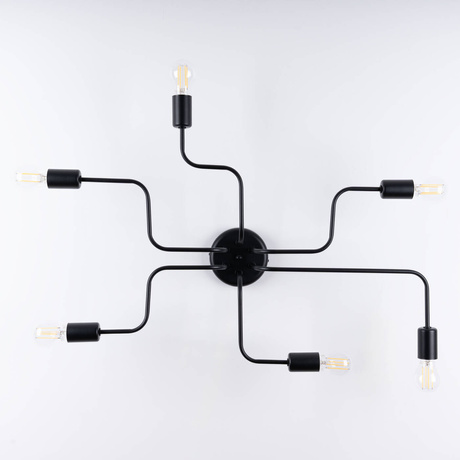 Lámpara de araña VECTOR 6 negra + 6X bombilla LED E27 3000K 7W 760lm