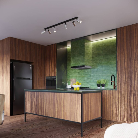 WINX Plafón 6L negro/cromo + 6x bombilla LED GU-10 4000K Frío 7W 530lm