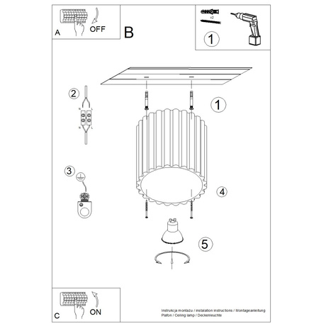 Lámpara de techo AURA 1 melocotón GU10
