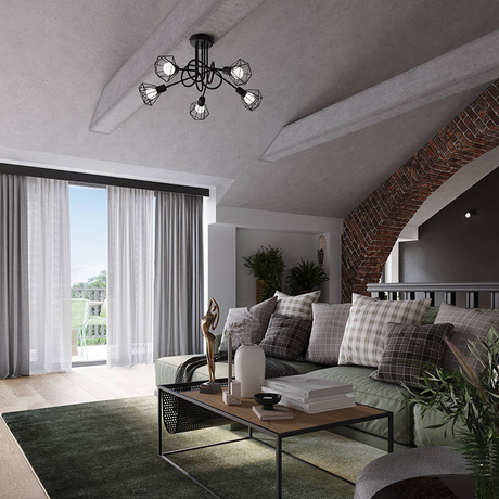 Plafond ARTEMIS 3 negro + 3x bombilla LED E14 3000K Cálido 7,5W 620lm