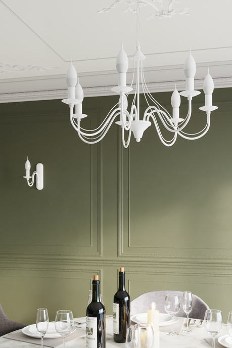 Lámpara de araña MINERWA 7 blanca + 7x bombilla LED E14 3000K Cálida 7,5W 620lm