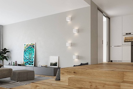 Aplique de cerámica LEO blanco + 1x bombilla LED E27 3000K Cálida 7,5W 620lm