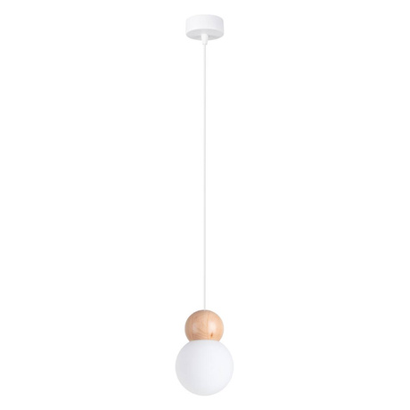 PEKKA Lámpara colgante 1 blanco/madera natural + 1x bombilla LED G9 4000K Frío 4,5W 460lm
