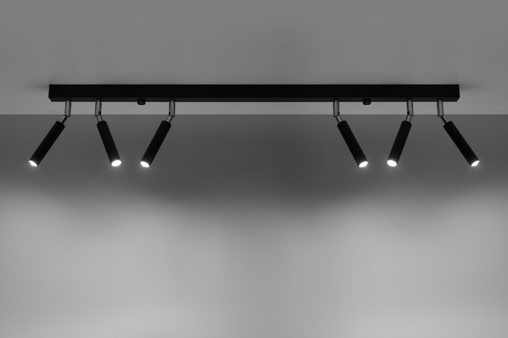 Plafond EYETECH 6 negro + 6x bombilla LED G9 4000K Fría 4,5W 530lm