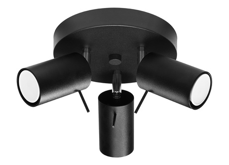 Plafond RING 3P negro + 3x Bombilla LED GU-10 4000K Fría 7W 630lm