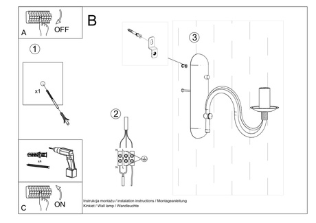 Aplique MINERWA blanco + 1x bombilla LED E14 4000K Fría 7,5W 650lm