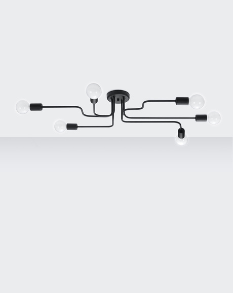 Lámpara de araña VECTOR 6 negra + 6x bombilla LED E27 3000K Cálida 7,5W 620lm