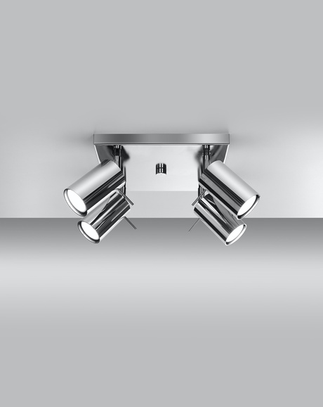 Plafond RING 4 cromado + 4x bombilla LED GU-10 4000K Fría 7W 630lm