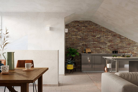 Aplique de cerámica LEO LINE blanco + 1x bombilla LED E27 4000K Fría 7,5W 650lm