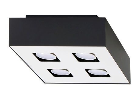 Plafond MONO 4 negro + 4x bombilla LED GU-10 4000K Fría 7W 630lm