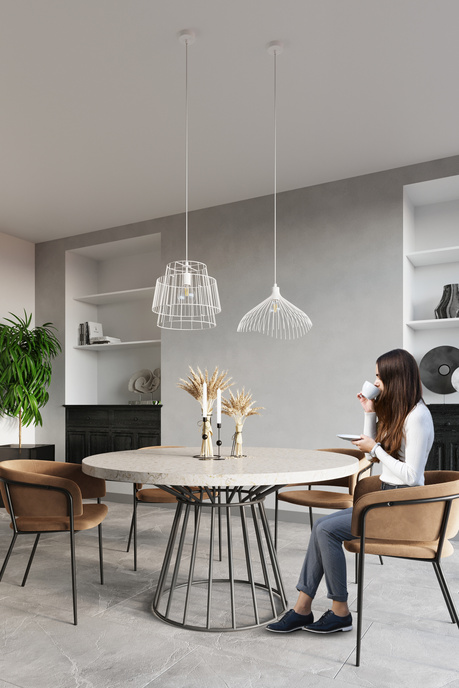 GATE lámpara colgante blanco + 1x bombilla LED E27 4000K Fría 7,5W 650lm