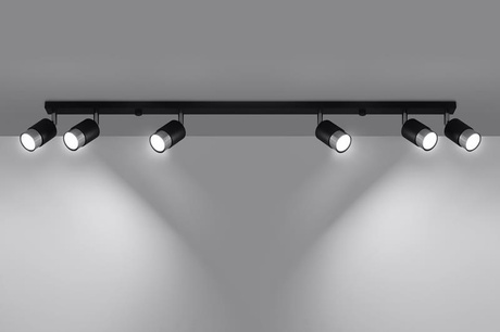 Plafond NERO 6 negro/cromo + 6x bombilla LED GU-10 3000K Cálido 7W 620lm