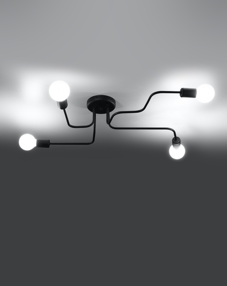 Lámpara de araña VECTOR 4 negra + 4x bombilla LED E27 3000K Cálida 7,5W 620lm