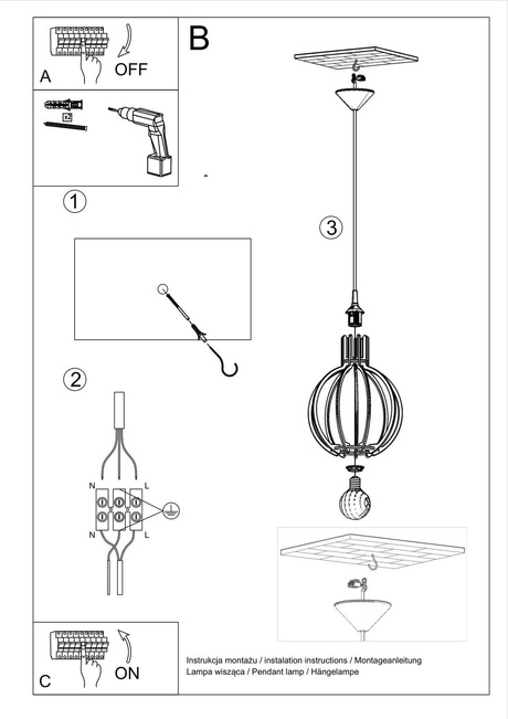 ARANCIA lámpara colgante madera natural + 1x bombilla LED E27 4000K Fría 7,5W 650lm