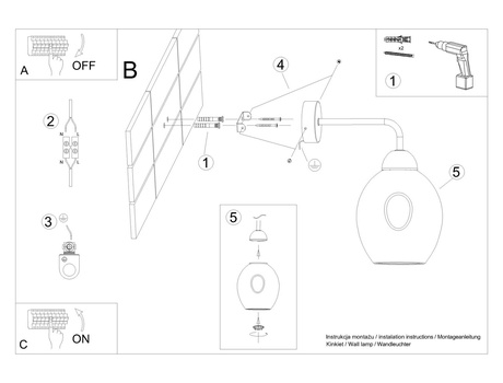 Aplique FILLAN 1 negro + 1x bombilla LED E27 3000K Cálida 7,5W 620lm