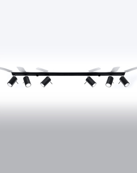 Plafond RING 6L negro + 6x bombilla LED GU-10 3000K Cálido 7W 620lm