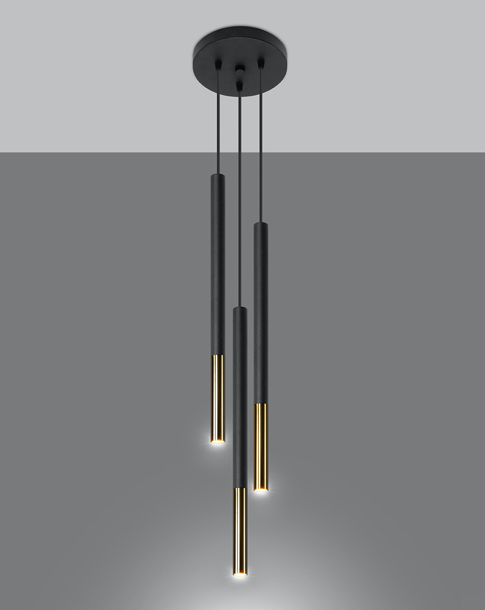 MOZAICA lámpara colgante 3P negro/oro + 3x bombilla LED G9 4000K Fría 4,5W 530lm