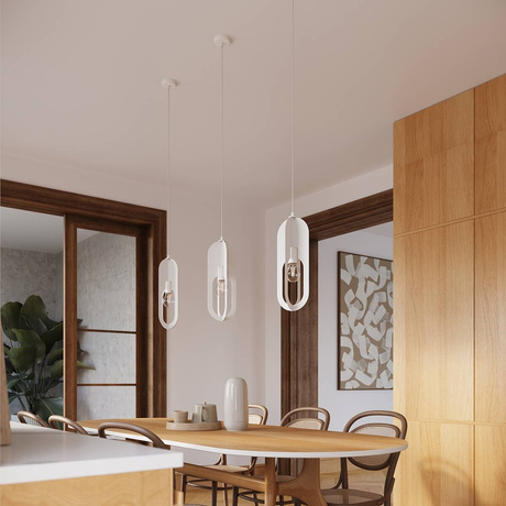 Lámpara colgante NICUS 3P blanca + 3x bombilla LED E27 3000K 7W 760lm